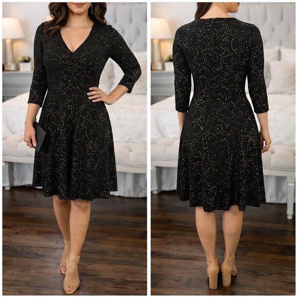 Hutch Dresses & Skirts - Hutch Black Gold Dotted A-Line Dress $325